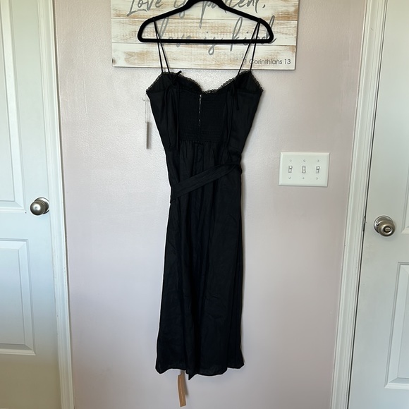 NWT REFORMATION KIERYN LINEN DRESS BLACK SIZE 12 - Picture 8 of 10